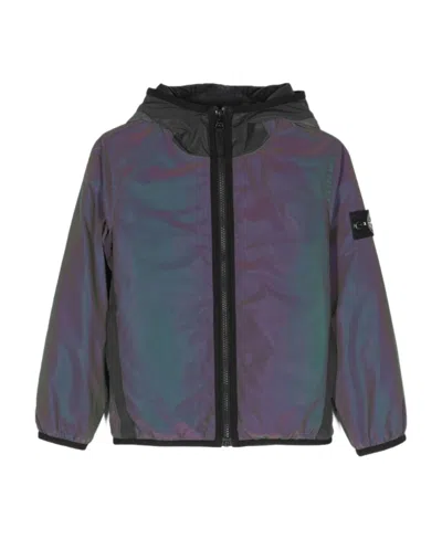Stone Island Compass-print Hooded Jacket In Green