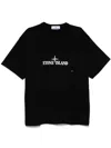 Stone Island Logo And Chest Pocket Cotton T-shirt In Black