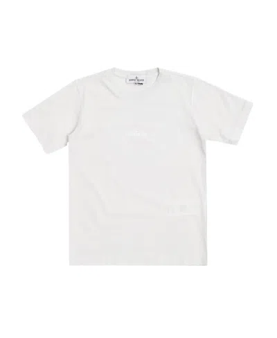 Stone Island Kids' Compass-print T-shirt In White