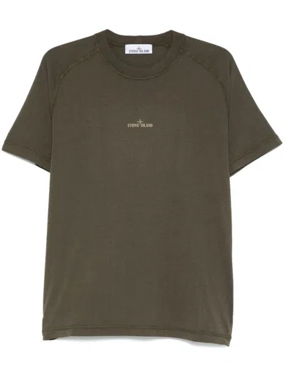 Stone Island T-shirt Mit Kompass-print In Grün