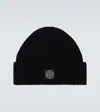 Stone Island Ribbed Knit Fisherman Beanie With Turn-up Cuff In Black