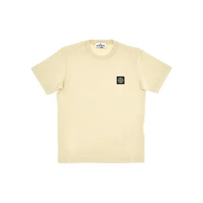 Stone Island Compass Rose Logo Patch T-shirt Kids In Beige