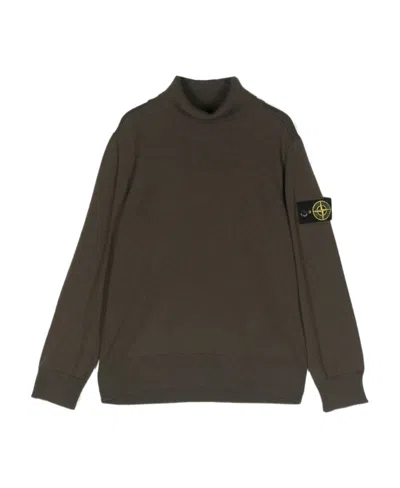 Stone Island Compass Turtleneck Sweater In Green