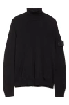 Stone Island Ghost Virgin Wool Funnel-neck Sweater In Black