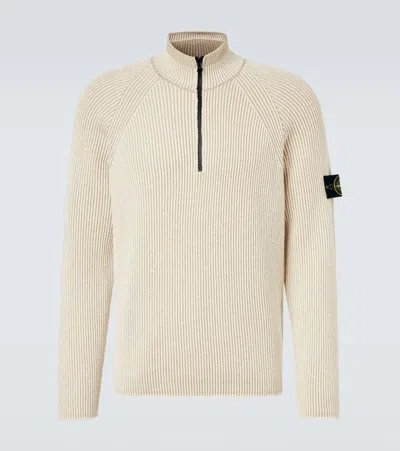 Stone Island Compass Wool And Cotton-blend Sweater In Neutral