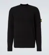Stone Island Ribbed Knit Sweater With Logo Patch In Black