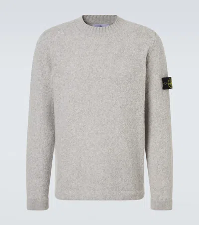 Stone Island Compass Wool-blend Sweater In Gray