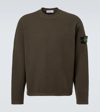 Stone Island Compass Wool-blend Sweatshirt In Green