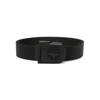 Stone Island Compass-badge Adjustable Belt In Black