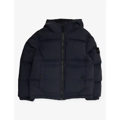 Stone Island Kids' Compass-badge Shell Parka Jacket 6-8 In Navy Blue