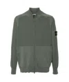 Stone Island Compasse-badge Knitted Cardigan In Green