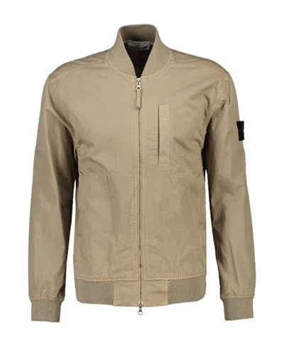 Stone Island Compass-logo Patch Bomber Jacket In Nude