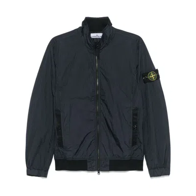 Stone Island Compass-motif Bomber Jacket In Blue