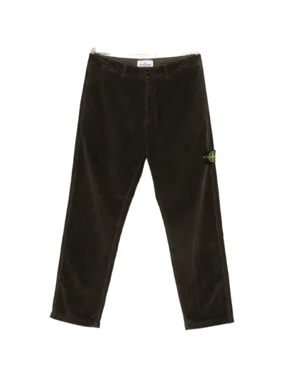 Stone Island Straight Leg Corduroy Pants Patch Pocket In Brown