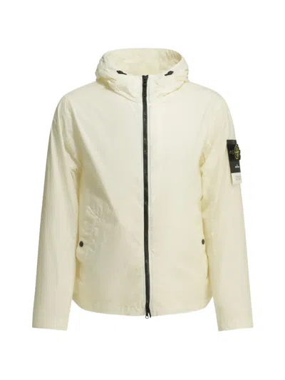 Stone Island Compass-motif Hooded Coat In Neutral