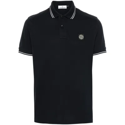 Stone Island Mens Black Brand-patch Regular-fit Stretch-cotton Polo Shirt Xl