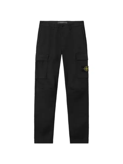 Stone Island Compass-patch Cargo Pants In Black