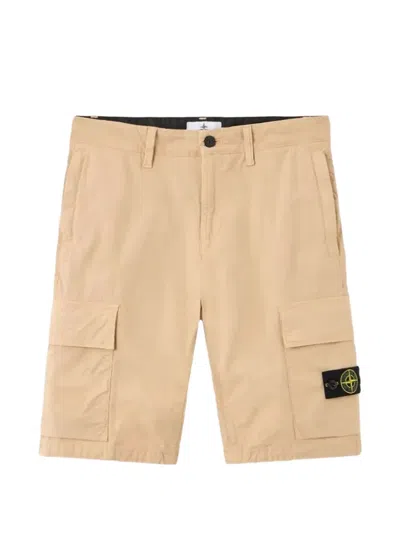 Stone Island Kids' Compass-patch Cargo Shorts In Neutral