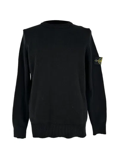 Pre-owned Stone Island Compass-patch Crew-neck Sweater In Black