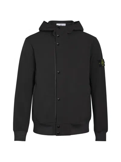 Stone Island Compass-patch Hooded Jacket In Black