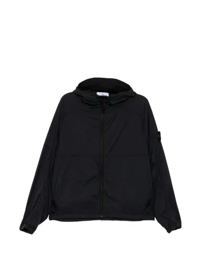 Stone Island Compass-patch Hooded Jacket In Black