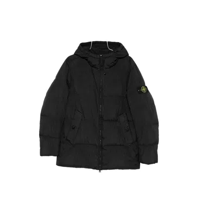Stone Island Compass-patch Quilted Jacket In Black