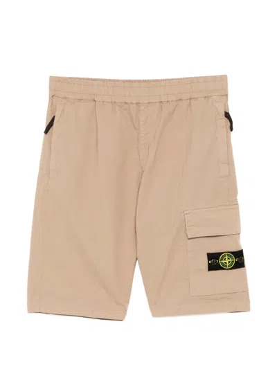 Stone Island Kids' Compass-patch Shorts In Brown