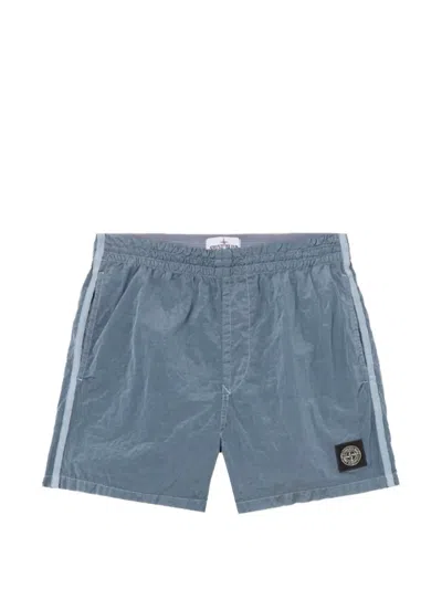 Stone Island Kids' Compass-patch Swim Shorts In Blue
