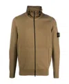 Stone Island Concealed-hood Zip-up Cardigan In Brown
