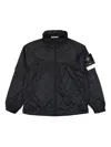 Stone Island Concealed-hood Zip-up Windbreaker In Black