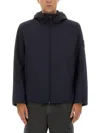 Stone Island Contemporary Hooded Jacket With Distinctive Logo Patch In Blue