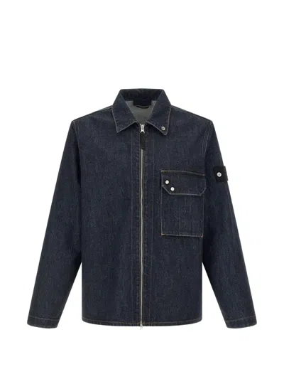 Stone Island Jacket Button Front Chest Pocket Long Sleeves In Black