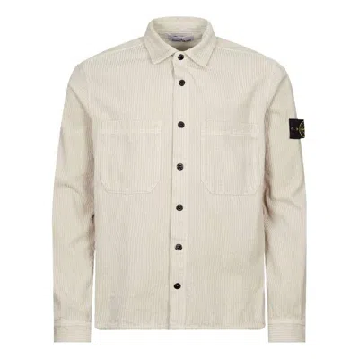Stone Island Cord Overshirt 'plaster' In Neutral