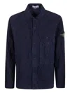Stone Island Mens Navy Blue Wrinkled Corduroy Cotton-blend Shirt In Blue