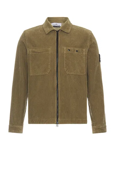 Stone Island Corduroy Overshirt In White