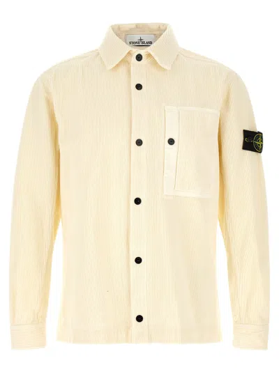 Stone Island Corduroy Overshirt In White