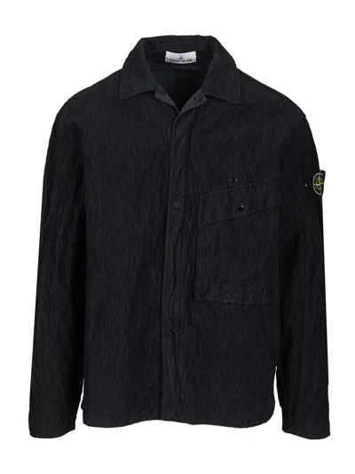 Stone Island Corduroy Overshirt Shirts Blue