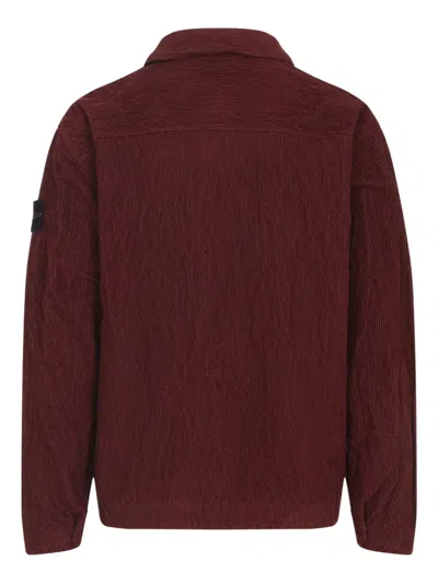 Stone Island Corduroy Patch-pocket Shirt In Red