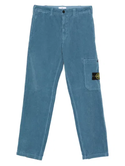 Stone Island Corduroy Pocket Trousers In Blue