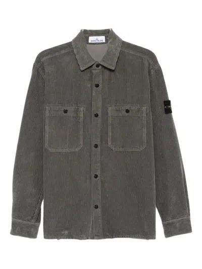 Stone Island Corduroy Shirt In Gray