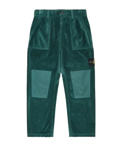 Stone Island Corduroy Straight-leg Trousers In Green