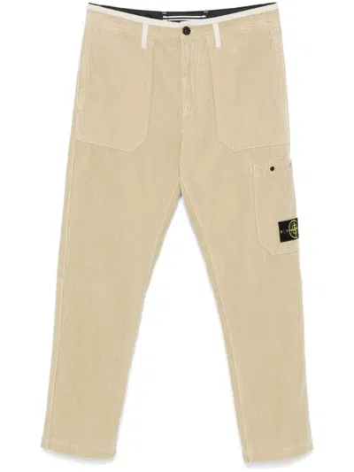 Stone Island Corduroy Trousers In White