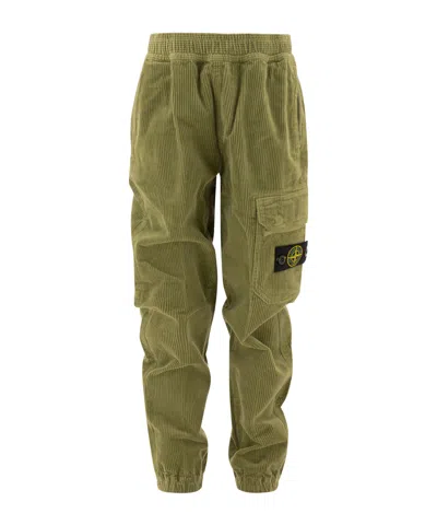 Stone Island Corduroy Trousers In Green