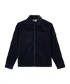 Stone Island Corduroy Zip-up Shirt In Blue
