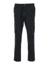Stone Island Black Slim Cargo Pants With Elasticated Waist And Logo Patch In Stretch Cotton Man In Black