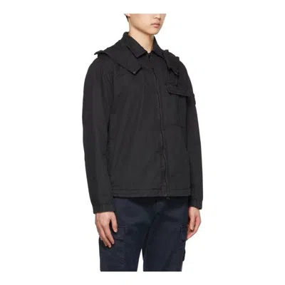Stone Island Cotton 1 Pocket Hooded Overshirt 'black'