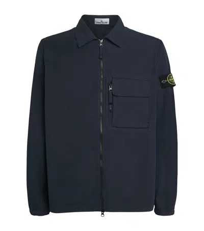 Stone Island Cotton 2-way Zip Overshirt In Blue