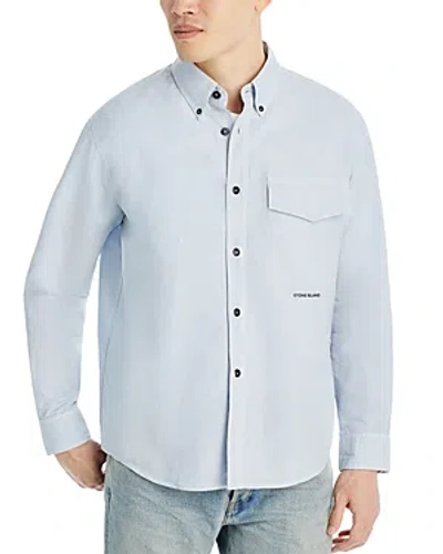Stone Island Cotton & Linen Shirt Jacket In Sky Blue