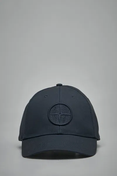 Stone Island Cotton Baseball Cap In Blue