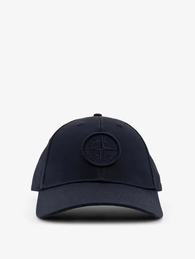 Stone Island Cotton Baseball Cap In Blue